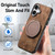 iPhone 17 Retro Leather Rotation Round Holder Phone Case - Brown