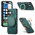 iPhone 17 Retro Leather Rotation Round Holder Phone Case - Green