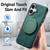 iPhone 17 Retro Leather Rotation Round Holder Phone Case - Green