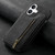 iPhone 17 Retro Leather Zipper Wallet Back Phone Case - Black