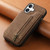iPhone 17 Retro Leather Zipper Wallet Back Phone Case - Brown