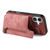 iPhone 17 Retro Leather Zipper Wallet Back Phone Case - Pink