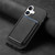 iPhone 17 Retro Magsafe Card Bag PU Back Cover Phone Case - Black