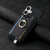 iPhone 17 Retro Magsafe Cross Leather Ring Holder Card Bag Phone Case - Black