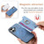 iPhone 17 Retro Magsafe Cross Leather Ring Holder Card Bag Phone Case - Blue