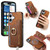 iPhone 17 Retro Magsafe Cross Leather Ring Holder Card Bag Phone Case - Brown