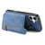 iPhone 17 Retro MagSafe Zipper Wallet Card Bag Back Phone Case - Blue