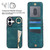 iPhone 17 Retro Ring and Zipper RFID Card Slot Phone Case - Blue