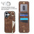 iPhone 17 Retro Ring and Zipper RFID Card Slot Phone Case - Brown