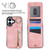 iPhone 17 Retro Ring and Zipper RFID Card Slot Phone Case - Pink