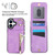 iPhone 17 Retro Ring and Zipper RFID Card Slot Phone Case - Purple