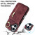 iPhone 17 Retro Ring and Zipper RFID Card Slot Phone Case - Wine Red
