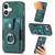 iPhone 17 Retro Skin-feel Ring Card Wallet Phone Case - Green