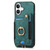 iPhone 17 Retro Skin-feel Ring Multi-card Wallet Phone Case - Green