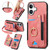 iPhone 17 Retro Skin-feel Ring Multi-card Wallet Phone Case - Pink
