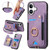 iPhone 17 Retro Skin-feel Ring Multi-card Wallet Phone Case - Purple