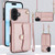 iPhone 17 RFID Card Slot Phone Case with Long Lanyard - Rose Gold