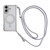 iPhone 17 Rhinestone Clear Acrylic Electroplated Magnetic Phone Case with Right-Side Crossbody Lanyard - Silver
