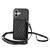iPhone 17 Rhombic Texture Card Bag RFID Phone Case with Long Lanyard - Black