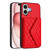 iPhone 17 Rhombic Texture Card Bag RFID Phone Case with Long Lanyard - Red