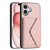 iPhone 17 Rhombic Texture Card Bag RFID Phone Case with Long Lanyard - Rose Gold