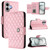 iPhone 17 Rhombic Texture Flip Leather Phone Case with Lanyard - Pink