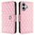 iPhone 17 Rhombic Texture Flip Leather Phone Case with Lanyard - Pink