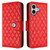 iPhone 17 Rhombic Texture Flip Leather Phone Case with Lanyard - Red