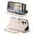 iPhone 17 Rhombic Texture Zipper Wallet Metal Bow-knot Vegan Leather Phone Case with Strap - Beige