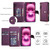 iPhone 17 Seven Card Slots Zipper Wallet Leather Phone Case with Lanyard - Dark Purple