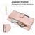 iPhone 17 Seven Card Slots Zipper Wallet Leather Phone Case with Lanyard - Rose Gold