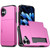 iPhone 17 Shockproof Armor Phone Case with Card Slot - Rose Red