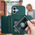 iPhone 17 Skin Feel Four Card Slots Phone Case with Wrist Strap - Green