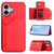 iPhone 17 Skin Feel Four Card Slots Phone Case with Wrist Strap - Red