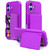 iPhone 17 Skin Feel PC Hybrid TPU Horizontal Hidden Mirror Card Bag Phone Case - Dark Purple