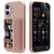 iPhone 17 Skin Feel PC Hybrid TPU Horizontal Hidden Mirror Card Bag Phone Case - Rose Gold