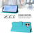 iPhone 17 Skin Feel Solid Color Leather Phone Case with Lanyard - Lake Blue