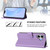 iPhone 17 Skin Feel Solid Color Leather Phone Case with Lanyard - Lavender Purple