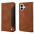 iPhone 17 Skin Feel Splicing Leather Phone Case - Brown