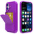 iPhone 17 Skin Feel TPU Hidden Mirror Card Bag Phone Case with Stand - Dark Purple