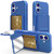 iPhone 17 Skin Feel TPU Hidden Mirror Card Bag Phone Case with Stand - Navy Blue