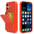 iPhone 17 Skin Feel TPU Hidden Mirror Card Bag Phone Case with Stand - Orange