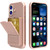 iPhone 17 Skin Feel TPU Hidden Mirror Card Bag Phone Case with Stand - Rose Gold