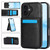 iPhone 17 Solid Color Card Slots Bracket PU Phone Case - Black