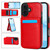 iPhone 17 Solid Color Card Slots Bracket PU Phone Case - Red
