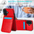 iPhone 17 Solid Color Card Slots Bracket PU Phone Case - Red