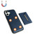 iPhone 17 Solid Color Metal Buckle Card Slots Bag Phone Case - Blue