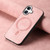 iPhone 17 Solid Color Retro Magsafe PU Back Cover Phone Case - Pink