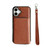 iPhone 17 Solid Color Zipper 11-Card Slots Bag Phone Case with Lanyard - Brown