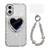 iPhone 17 Sparkling IMD Heart-Shaped Mirror Magnetic Phone Case with Bracelet - Glitter Transparent